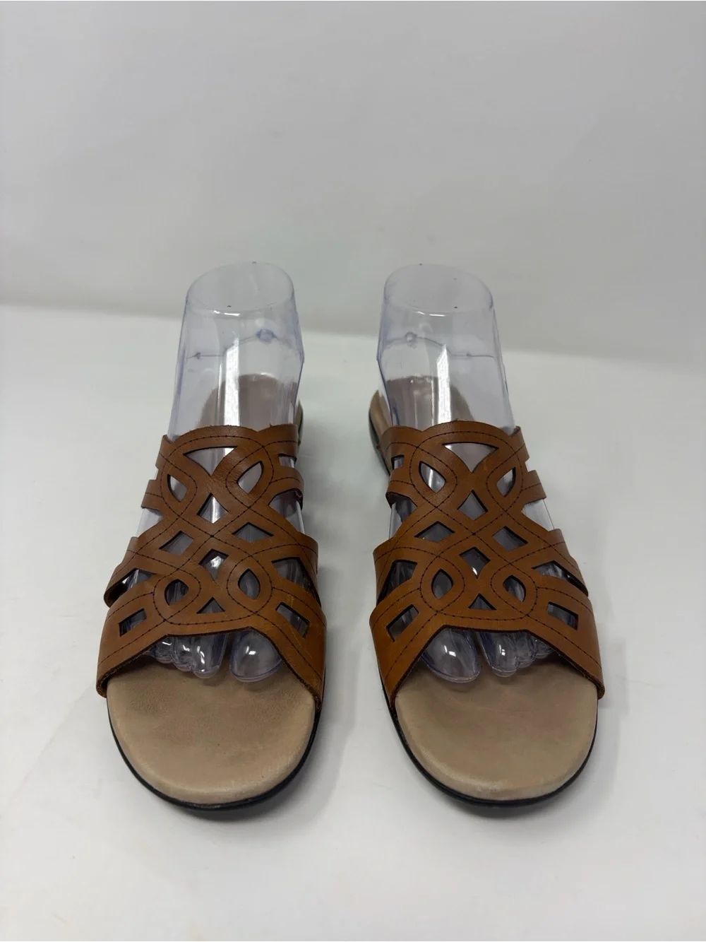 Munro Brown Cutout Slide Sandals Size 10 Excellent Condition